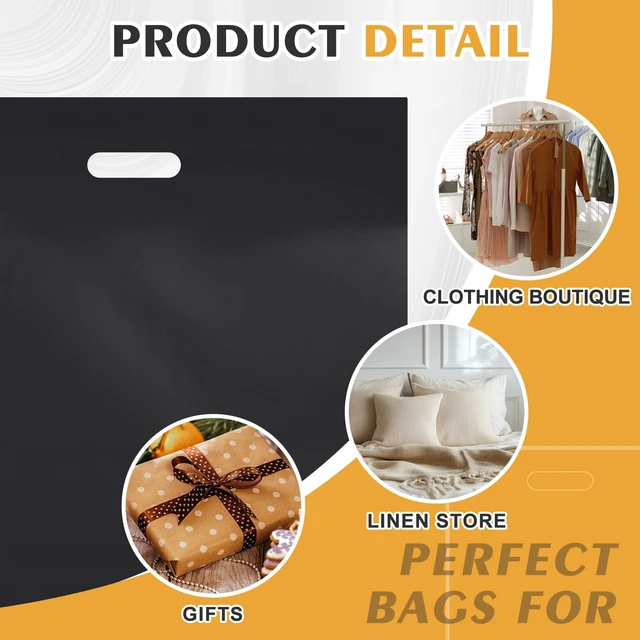 Alt view image 6 of 7 - 100 Pcs 18"x20" Black Plastic Bags with Handles Large Merchandise Shopping Bags for Small Business, Retail, Boutique Stores, Gifts