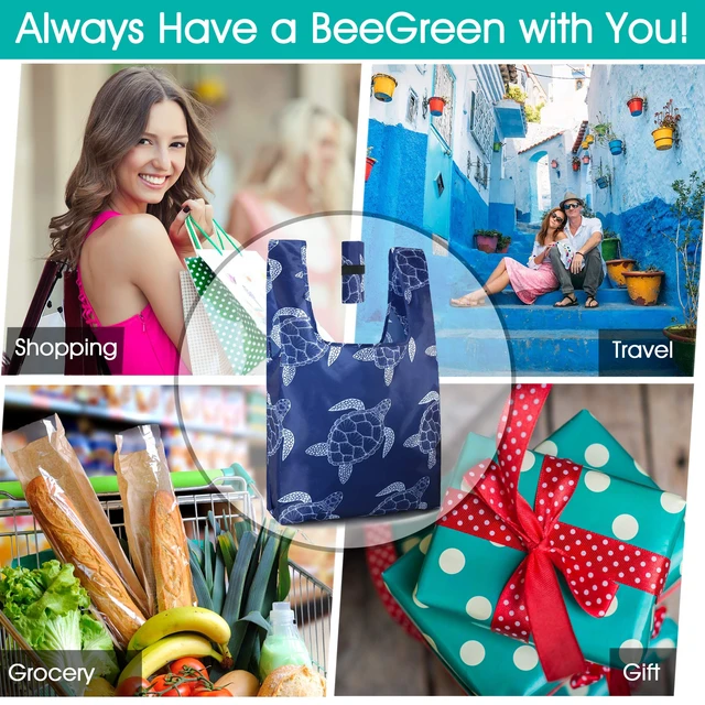 Alt view image 2 of 7 - Reusable Grocery Bags Foldable 12 Pack Large Cute Totes - Heavy Duty Washable Holiday Cloth Gifts Bag with Handles, Reusable Gift Bulk Shopping Bags for Groceries for Women Animal Lover