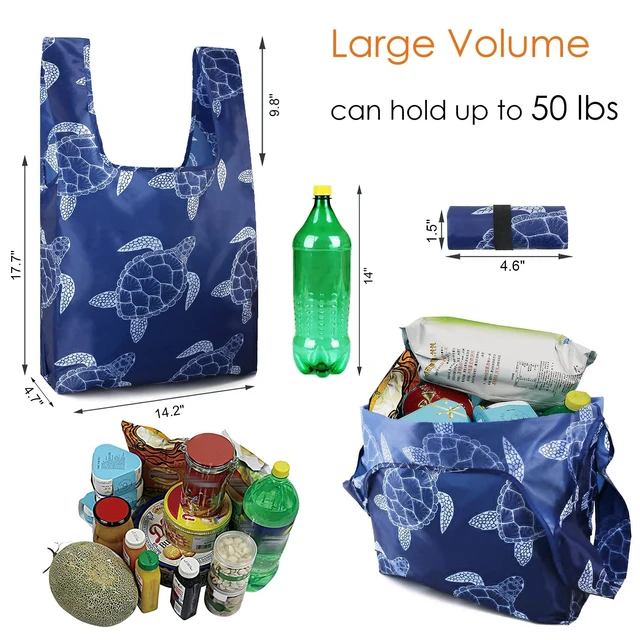 Alt view image 4 of 7 - Reusable Grocery Bags Foldable 12 Pack Large Cute Totes - Heavy Duty Washable Holiday Cloth Gifts Bag with Handles, Reusable Gift Bulk Shopping Bags for Groceries for Women Animal Lover