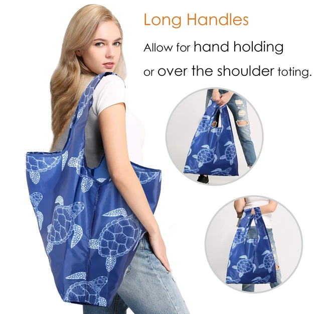 Alt view image 5 of 7 - Reusable Grocery Bags Foldable 12 Pack Large Cute Totes - Heavy Duty Washable Holiday Cloth Gifts Bag with Handles, Reusable Gift Bulk Shopping Bags for Groceries for Women Animal Lover