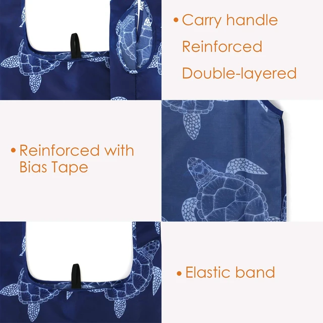 Alt view image 3 of 7 - Reusable Grocery Bags Foldable 12 Pack Large Cute Totes - Heavy Duty Washable Holiday Cloth Gifts Bag with Handles, Reusable Gift Bulk Shopping Bags for Groceries for Women Animal Lover
