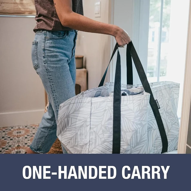 Alt view image 3 of 7 - XXL Storage Basket Tote, 76L Storage Bag, 2 Pack, Ocean | Carry Bulk Groceries or Laundry in One Trip | Open Tops Speed Loading, Reinforced Handles Manage Big Loads and Bags Fold Flat