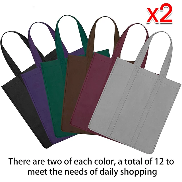 Alt view image 4 of 7 - Grocery Shopping Bags Large Foldable Tote Bags Bulk | Eco Produce Bags with Long Handle for Shopping Groceries Clothes (6 Assorted Colors)