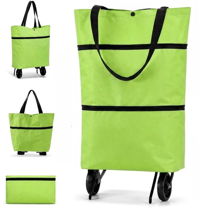 Main image of Shopping Bag with Wheels, 2-in-1 Foldable Shopping Cart, Waterproof Rolling Grocery