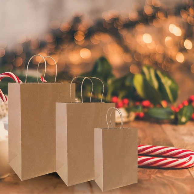 Alt view image 6 of 6 - 90-Pack Brown Kraft Paper Bags with Handles Bulk, Assorted Sizes Gift BagsGroceryRetailPartyBirthdayShoppingBusinessGoodyCraftMerchandise Take Out Sacks