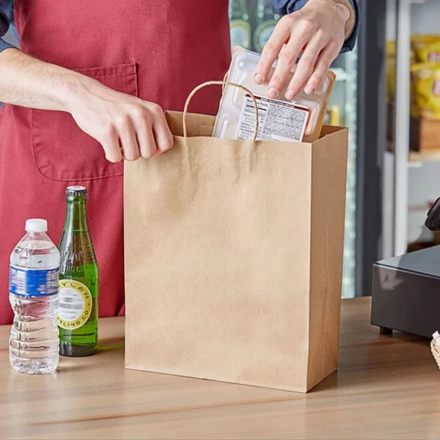 Alt view image 5 of 6 - 90-Pack Brown Kraft Paper Bags with Handles Bulk, Assorted Sizes Gift BagsGroceryRetailPartyBirthdayShoppingBusinessGoodyCraftMerchandise Take Out Sacks