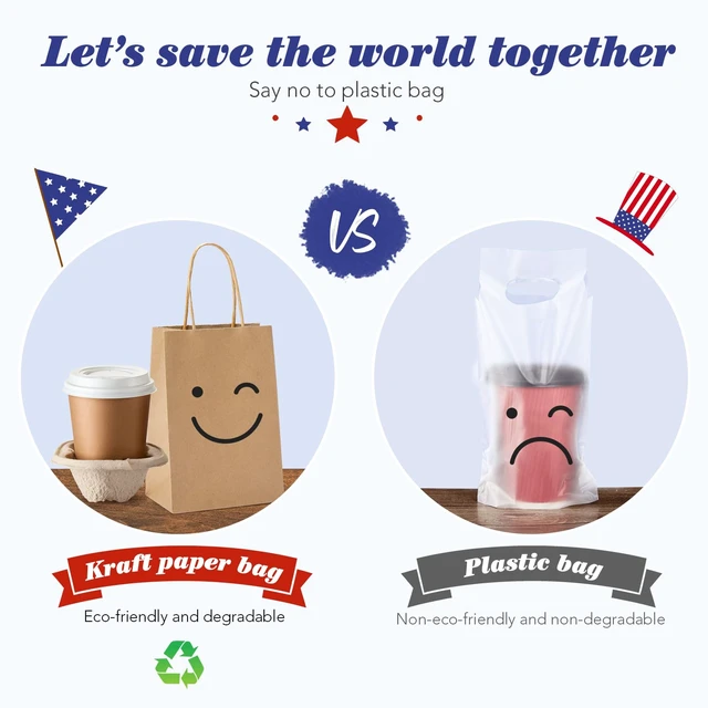 Alt view image 3 of 7 - 100 Pack Paper Gift Bags 5.25x3.75x8 Inch Small Brown Paper Bags with Handles Bulk, Brown Kraft Bag for Small Business, Sturdy Grocery Retail Shopping Birthday Party Favor Craft Bag Made in USA