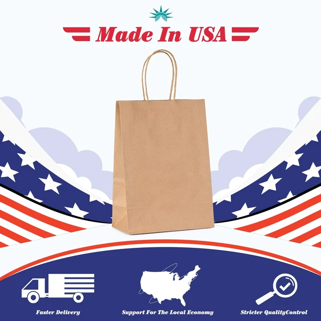 Alt view image 5 of 7 - 100 Pack Paper Gift Bags 5.25x3.75x8 Inch Small Brown Paper Bags with Handles Bulk, Brown Kraft Bag for Small Business, Sturdy Grocery Retail Shopping Birthday Party Favor Craft Bag Made in USA