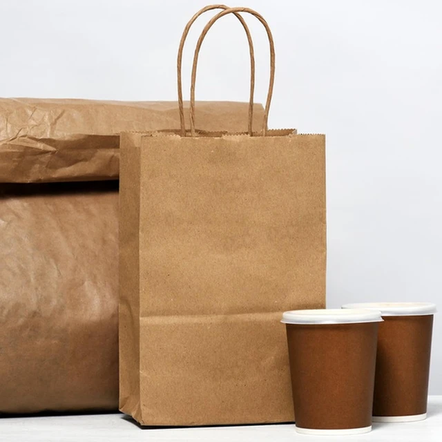 Alt view image 7 of 7 - Brown Paper Bags with Handles, 200Pcs 5.25x3.25x8.25'' Kraft Bags | Small Medium Paper Bags with Handles Bulk Treat Bags Kraft Paper Gift Bag for Retail Party Shopping Party Favor