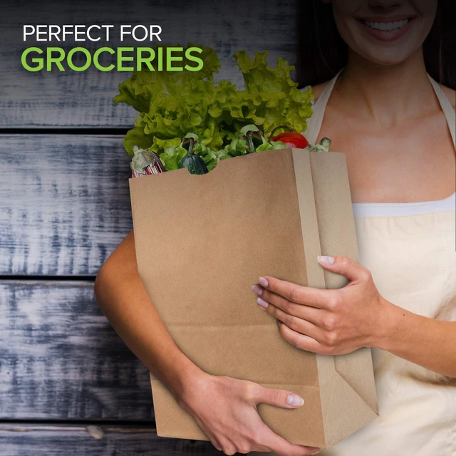 Alt view image 4 of 7 - 52 lb Kraft Brown Paper Bags (100 Count) Bulk Large Grocery Bags for Shopping