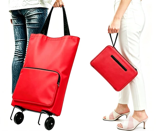 Main image of Shopping Bag with Wheels Portable Shopping Cart with 360° Swivel Wheels Rolling Tote Bag Reusable Grocery Bag Trolley Bag on Wheels for Travel Shopping and Daily Use (B0C9LMHLBT)