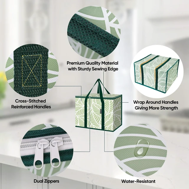 Alt view image 3 of 7 - Insulated Reusable Grocery Bags with Zippered Top, Large Cooler Bag | Foldable, Wrap-Around Handles, Large Capacity, Reinforced Bottom Stitching, Water-Resistant, Easy to Clean