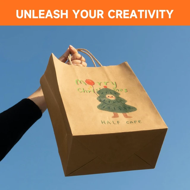 Alt view image 6 of 6 - 100 Pcs Large Brown Paper Gift Bags with Handles, 10x5x13 Inch | Reinforced Handles, Recyclable Kraft Paper Shopping Bags for Retail, Birthdays, Parties, Weddings, Groceries and Party Favors