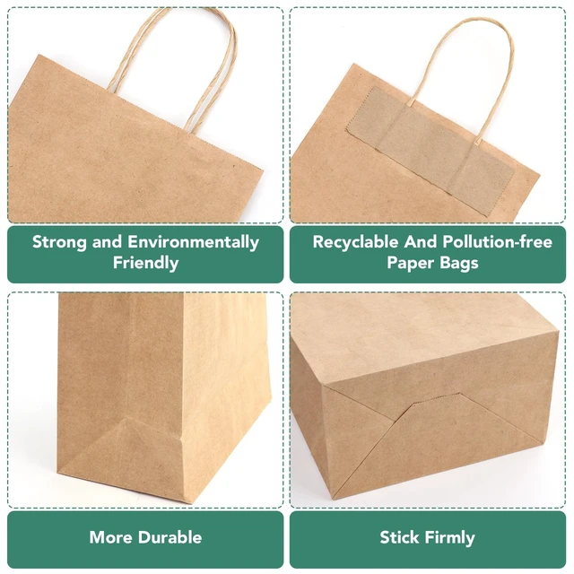 Alt view image 3 of 7 - Brown Paper Bags with Handles, 200Pcs 8x4.5x10In Kraft Paper Bag | Small Medium Paper Bags with Handles Bulk Treat Bags Kraft Paper Gift Bag for Retail Party Shopping Party Favor
