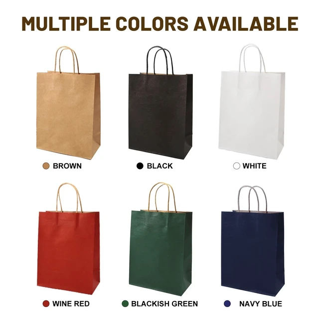 Alt view image 7 of 7 - Gift Bags 5.9"x3.15"x8.25" 100pcs Brown Kraft Paper Bag with Handles | For Small Business Christmas Bulk, Wedding, Party Favor, Shopping, Lunch, Halloween Trick-or-Treat Bags