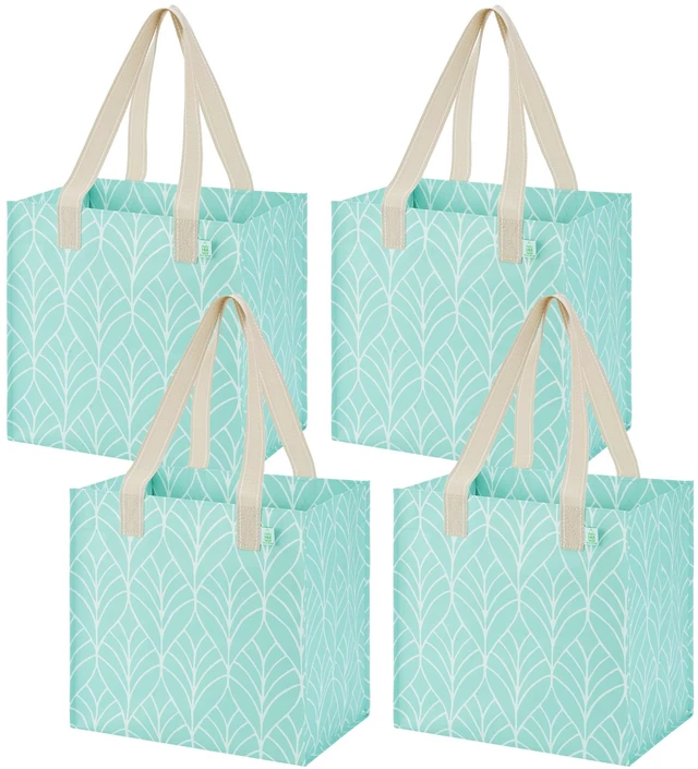 Main image of 4 Pack Large Grocery Bag Reusable Shopping Bags with Hard Bottom | Utility Tote with Reinforced Handles, Heavy Duty, Foldable, Stand Upright, for Groceries Shopping Cart(Evergreen,4 Pack)