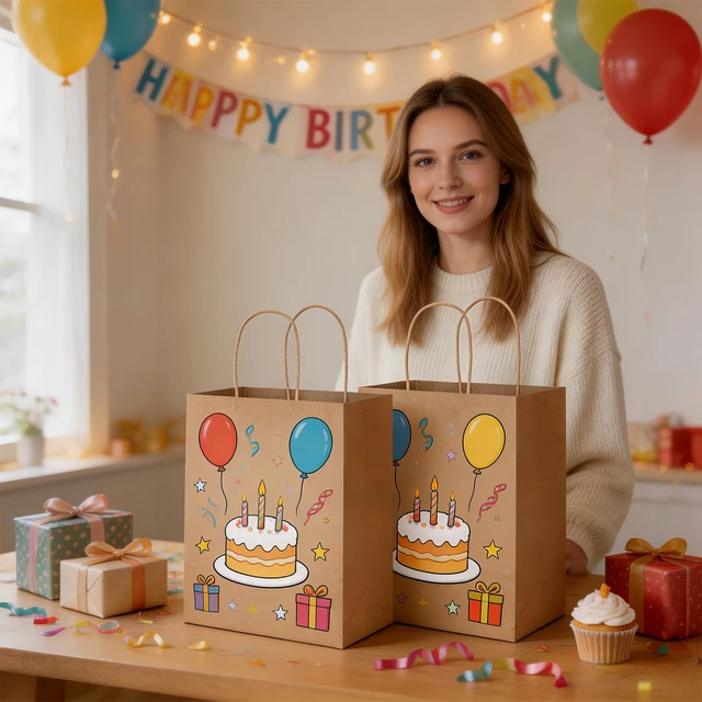 Alt view image 7 of 7 - 100 Pack 8x4.75x10 Inch Medium Brown Kraft Paper Bags with Handles Bulk for Wedding Birthday Party Favors Grocery Retail Shopping Business Goody Craft Gift Bags Sacks (Plain Natural 100 Count)