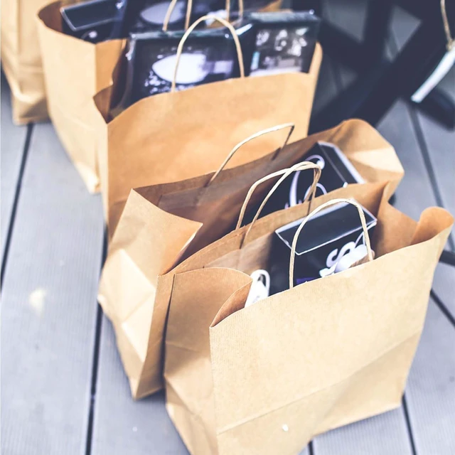 Alt view image 6 of 6 - Kraft Gift Paper Bags with Handles,120pack Multiple 3 Assorted Sizes | Gift Bags for Favors Grocery Retail Party Birthday Shopping Business Goody Craft Merchandise Take Out Sacks