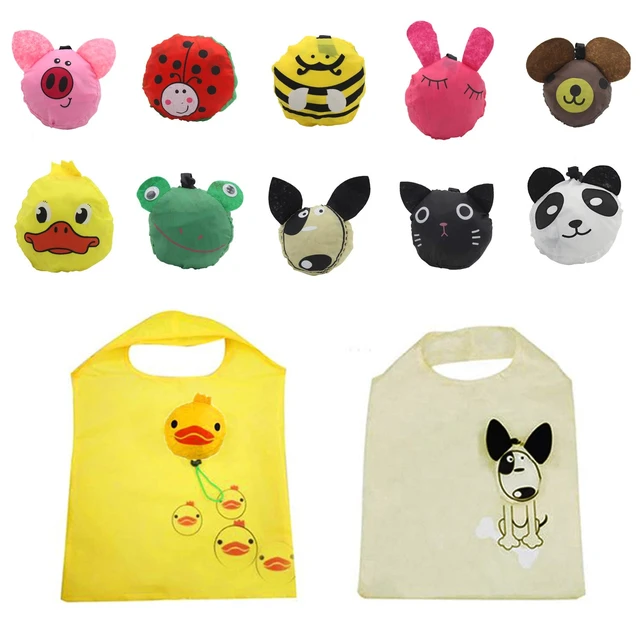 Alt view image 3 of 7 - Animals Folding Shopping Bags Reusable Shopping Tote Compact Eco Bags | Reusable Grocery Bags Foldable Machine Washable Reusable Shopping Bags,Lightweight Polyester Fabric