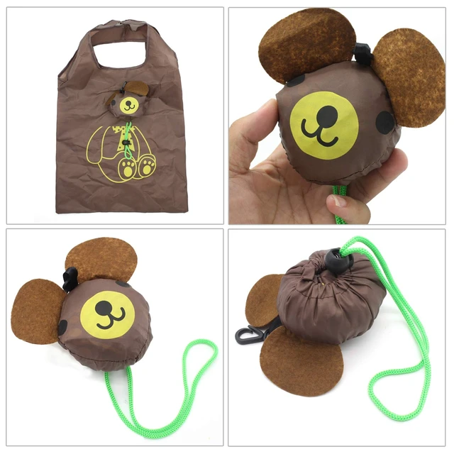 Alt view image 7 of 7 - Animals Folding Shopping Bags Reusable Shopping Tote Compact Eco Bags | Reusable Grocery Bags Foldable Machine Washable Reusable Shopping Bags,Lightweight Polyester Fabric