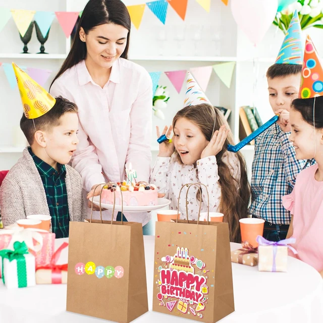 Alt view image 6 of 7 - Brown Paper Bags with Handles, 100Pcs 8x4.5x10In Kraft Paper Bag | Small Medium Paper Bags with Handles Bulk Treat Bags Kraft Paper Gift Bag for Retail Party Shopping Party Favor