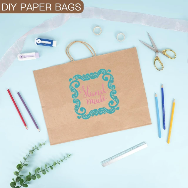 Alt view image 4 of 7 - 110pcs 16x6x12in Brown Paper Bags with Handles, Large Gift Bags | Kraft Large Paper Bags with Handles Bulk for Business, Christmas, Gifts, Wedding, Shopping, Grocery, Party Favors