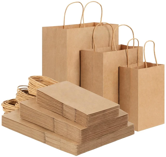 Main image of 120pcs Paper Bags with Handles Assorted Sizes Kraft Brown Bags | Brown Paper Gift Bags with Handles Bulk 3 Mixed Sizes for Retail, Party, Birthday, Gift, Shopping, Business, Merchandise