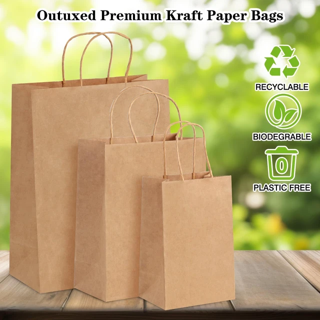 Alt view image 3 of 7 - 120pcs Paper Bags with Handles Assorted Sizes Kraft Brown Bags | Brown Paper Gift Bags with Handles Bulk 3 Mixed Sizes for Retail, Party, Birthday, Gift, Shopping, Business, Merchandise