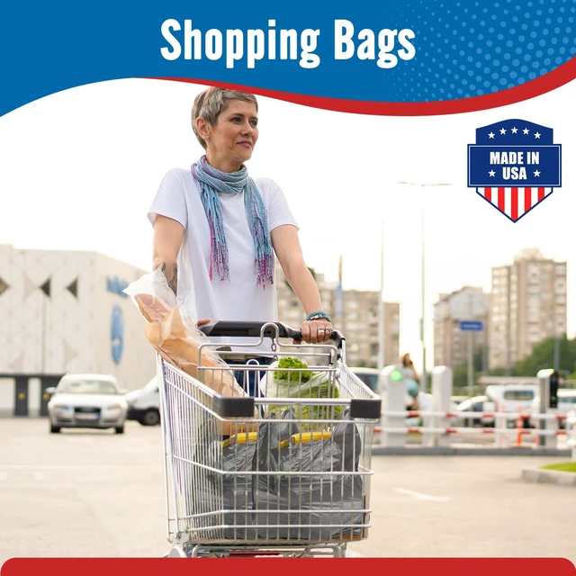 Alt view image 5 of 7 - 500 Count Plastic Grocery Shopping T-shirt Bags with Handles Grey | 11.5" x 6.5" x 21", Trash, Take Out, To Go, Restaurants, Retail Bags in Bulk for Small Business (Made in USA)