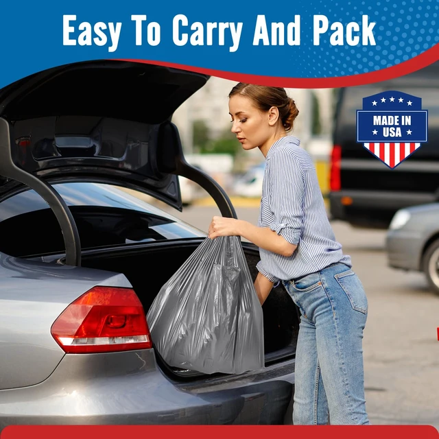 Alt view image 6 of 7 - 500 Count Plastic Grocery Shopping T-shirt Bags with Handles Grey | 11.5" x 6.5" x 21", Trash, Take Out, To Go, Restaurants, Retail Bags in Bulk for Small Business (Made in USA)