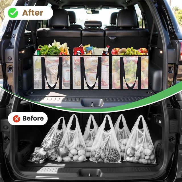 Alt view image 6 of 7 - Reusable Grocery Bags, Clear Shopping Bags, 4 Pack, 33L | Heavy-duty, 50-lb capacity, reinforced handles, stands upright, foldable, water-resistant, wipe-clean, visible contents