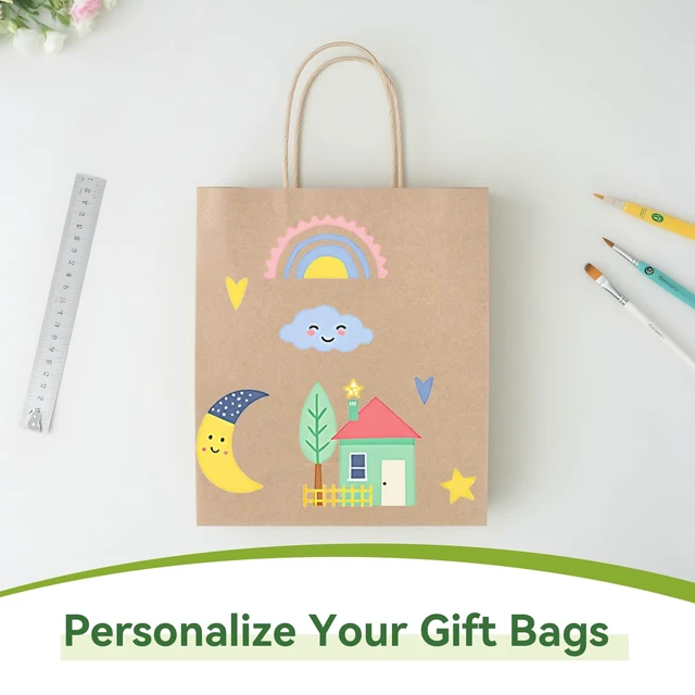 Alt view image 4 of 7 - 100 Pack Medium Paper Gift Bags with Handles, 8 x 4.76 x 10 Inch, Brown | Kraft Material, Bulk Pack for Craft, Shopping, Business, Retail, Party Favor, Birthday and Grocery Use