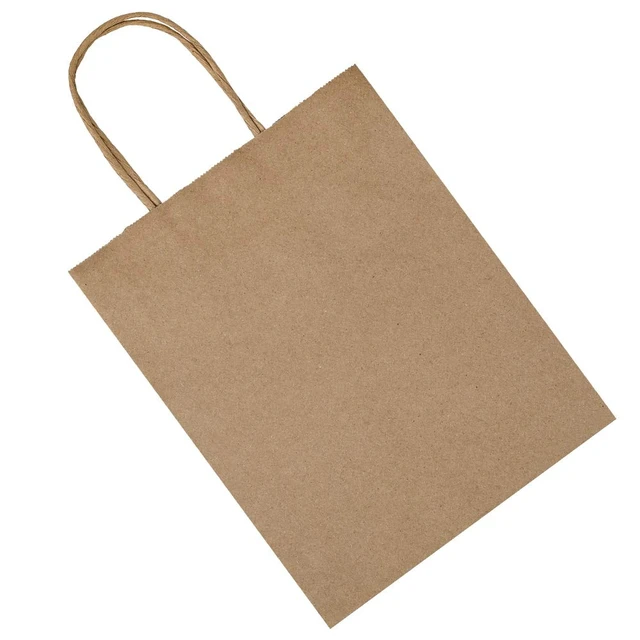 Alt view image 6 of 7 - 100 Pack 8x4.75x10 Inch Plain Medium Paper Bags with Handles Bulk, Brown Kraft Craft Gift Bags, Grocery Shopping Retail Birthday Party Favors Wedding Sacks (Natural Brown, 100pcs)