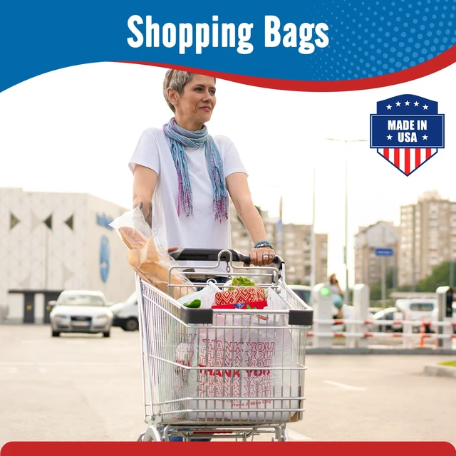 Alt view image 7 of 7 - 500 Count Thank You Plastic Grocery Shopping T-shirt Bags | White 11.5" x 6.5" x 21" Take Out, To Go, Restaurants, Convenience Store,Retail Bags with Handles in Bulk for Small Business