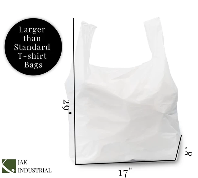 Alt view image 2 of 5 - (LARGE) T-Shirt Shopping/Trash Bags - 17" x 8" x 29" - 18 Microns Thick