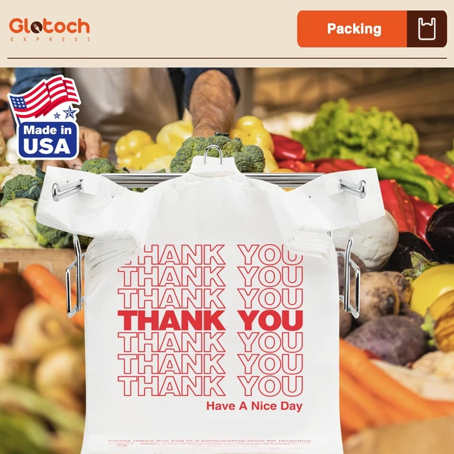 Alt view image 5 of 7 - Thank You Shopping Bags with Handles White 1000 Count | 11.5" x 6.5" x 21" Grocery Bags for Restaurant, Retail, Takeout, Convenience Stores, T-shirt Bag in Bulk for Small Business