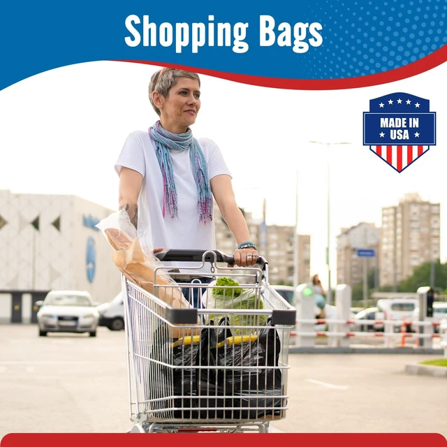 Alt view image 5 of 7 - 500 Count Plastic Grocery Shopping T-shirt Bags Black with Handles | 11.5" x 6.5" x 21" Trash, Take Out, To Go, Restaurants, Retail Bags in Bulk for Small Business (Made in USA)