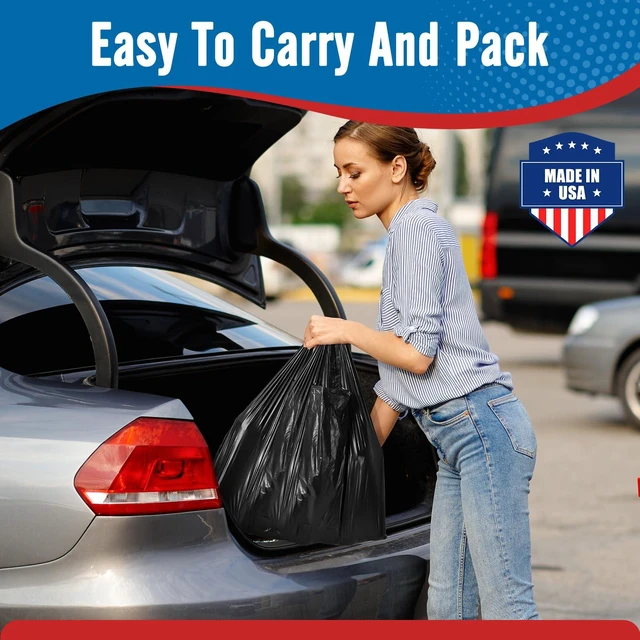 Alt view image 6 of 7 - 500 Count Plastic Grocery Shopping T-shirt Bags Black with Handles | 11.5" x 6.5" x 21" Trash, Take Out, To Go, Restaurants, Retail Bags in Bulk for Small Business (Made in USA)