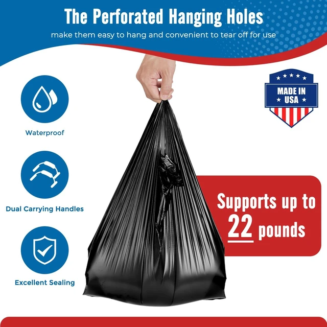 Alt view image 7 of 7 - 500 Count Plastic Grocery Shopping T-shirt Bags Black with Handles | 11.5" x 6.5" x 21" Trash, Take Out, To Go, Restaurants, Retail Bags in Bulk for Small Business (Made in USA)