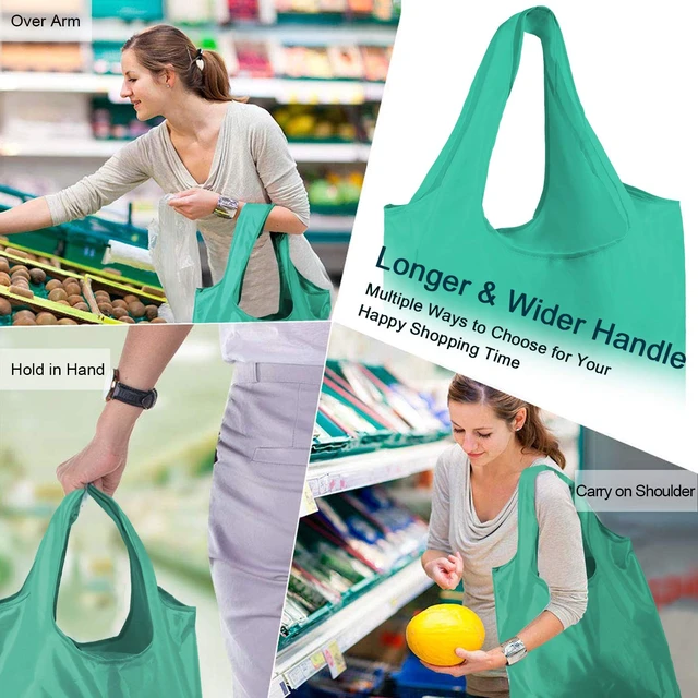 Alt view image 2 of 7 - Reusable-Grocery-Bags-Foldable-Machine-Washable-Reusable-Shopping-Bags-Bulk Colorful 10 Pack 50LBS Extra Large Folding Reusable Bags Totes w Zipper Storage Pouch Lightweight Polyester Fabric