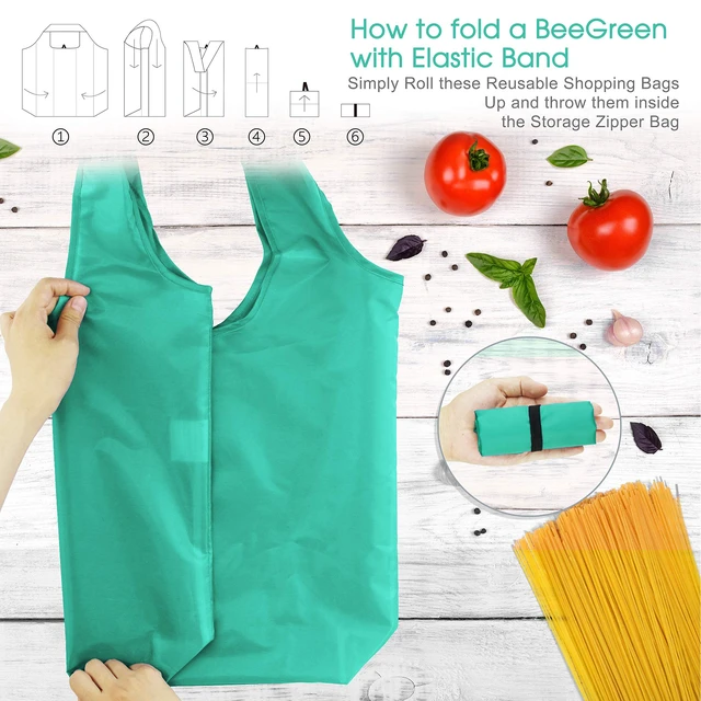 Alt view image 5 of 7 - Reusable-Grocery-Bags-Foldable-Machine-Washable-Reusable-Shopping-Bags-Bulk Colorful 10 Pack 50LBS Extra Large Folding Reusable Bags Totes w Zipper Storage Pouch Lightweight Polyester Fabric