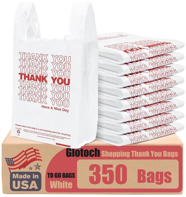 Main image of You Shopping Plastic Bags with Handle White (350 Count) | 11.5 x 6.5 x 21" Grocery T-shirt Bags for Restaurants, Convenience Store,Takeout,To Go, Retail Merchandise, Supermarket