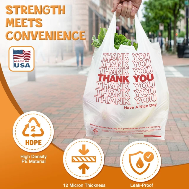 Alt view image 3 of 7 - You Shopping Plastic Bags with Handle White (350 Count) | 11.5 x 6.5 x 21" Grocery T-shirt Bags for Restaurants, Convenience Store,Takeout,To Go, Retail Merchandise, Supermarket