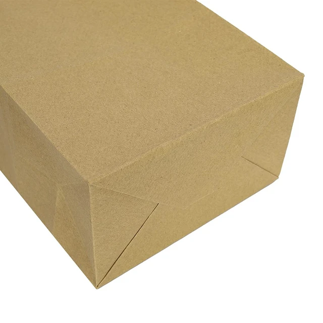 Alt view image 4 of 6 - 100 Pack 5.25x3.25x8 Inch Brown Small Paper Bags with Handles Bulk, Gift Paper Bags, Kraft Birthday Party Favors Grocery Retail Shopping Takeouts Business Craft sacks (Plain Natural 100pcs)
