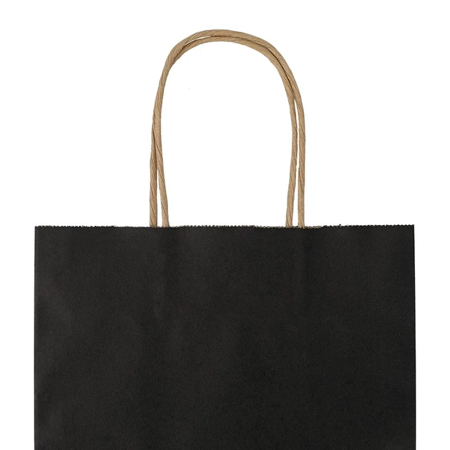 Alt view image 4 of 7 - 100 Pack Medium 8x4.75x10 Inch Black Kraft Paper Bags with Handles Bulk, Gift Bags, Craft Grocery Shopping Retail Party Favors Wedding Business Sacks (Black, 100pcs)