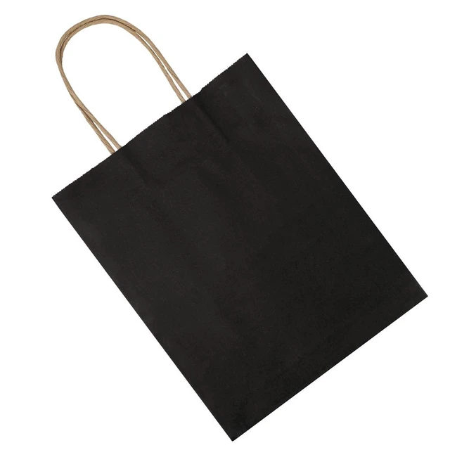 Alt view image 7 of 7 - 100 Pack Medium 8x4.75x10 Inch Black Kraft Paper Bags with Handles Bulk, Gift Bags, Craft Grocery Shopping Retail Party Favors Wedding Business Sacks (Black, 100pcs)