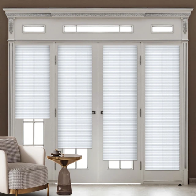 Alt view image 5 of 6 - 2 Panels 25 x 72 Inch Adhesive Blackout Sidelight Curtains Temporary Blinds for French Door Sidelight No Drill Blackout Curtains No Tools Cut to Size Fabric Privacy Blinds for French Doors
