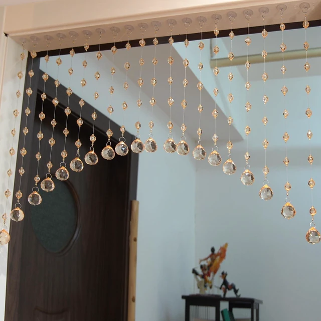 Main image of 20 Strings Crystal Beaded Curtains, Arched Beaded Curtain for Door | Room Divider Hanging Decorate with Acrylic Balls, Tassel Screen Beads Curtain for Doorway, Coffee House, Bedroom, Restaurant