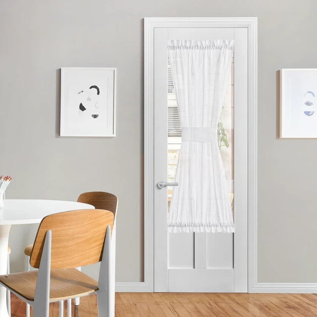 Main image of White Sheer Curtains for French Front Door, 1 Panel | Short Curtains for Small Window, Sidelight Thermal Insulated Door Side Window Covering, W26 x L64