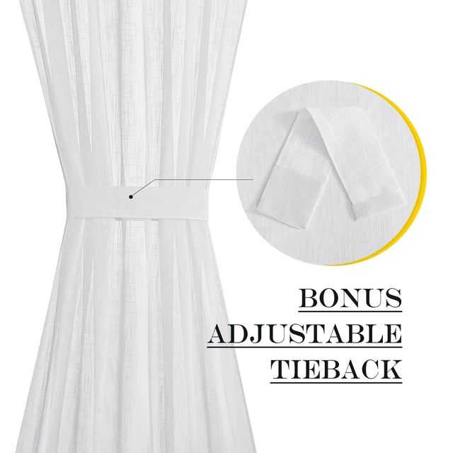 Alt view image 4 of 7 - White Sheer Curtains for French Front Door, 1 Panel | Short Curtains for Small Window, Sidelight Thermal Insulated Door Side Window Covering, W26 x L64